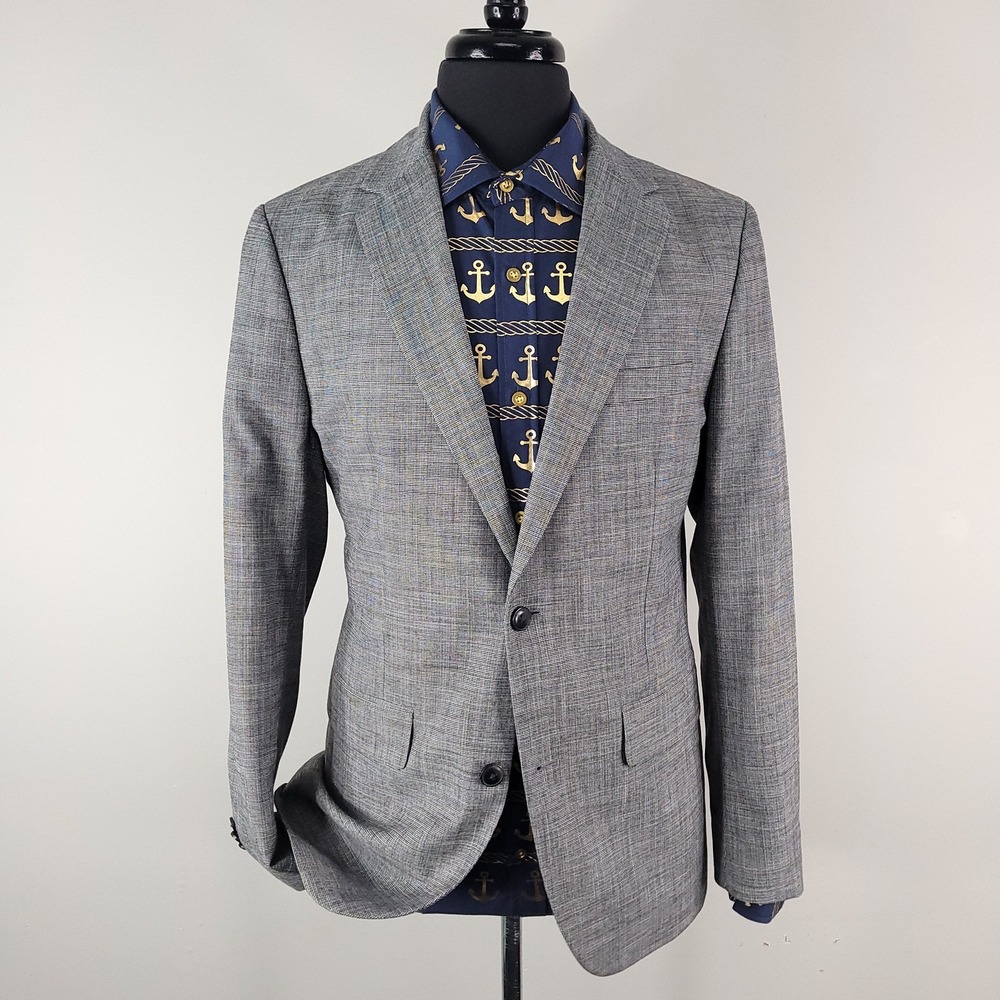 Fairlane Blazer Mens Medium Houndstooth Stretch Two Button Suit Jacket